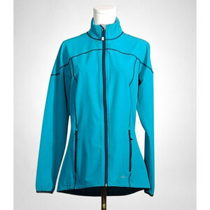Eddie Bauer Womens Medium Stratify Rain Jacket Full Zip Teal NWT